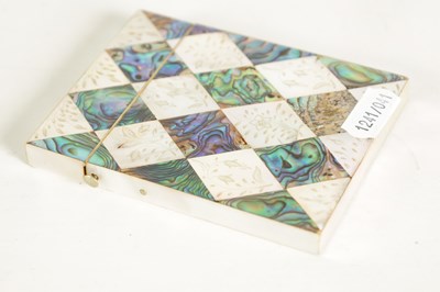 Lot 626 - A 19TH CENTURY ENGRAVED MOTHER-OF-PEARL AND ABALONE CARD CASE