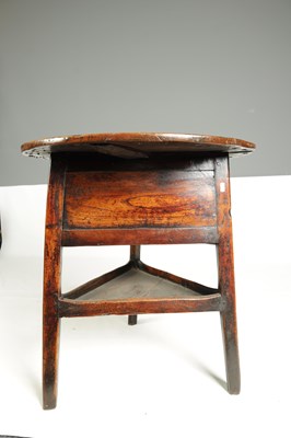 Lot 1042 - AN UNUSUAL 18TH CENTURY ELM CRICKET TABLE