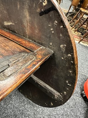 Lot 1042 - AN UNUSUAL 18TH CENTURY ELM CRICKET TABLE