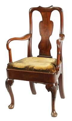 Lot 988 - AN EARLY 18TH CENTURY MAHOGANY OPEN ARMCHAIR