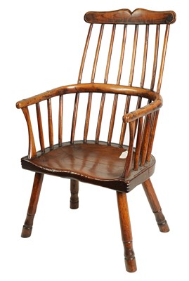 Lot 943 - A GOOD 18TH CENTURY ASH AND ELM WELSH COMB BACK WINDSOR CHAIR