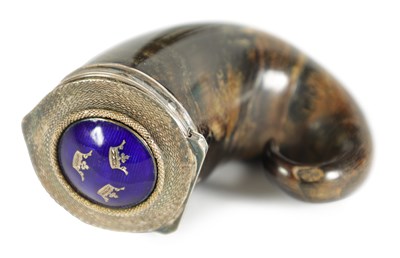 Lot 196 - A GEORGE III SCOTTISH SILVER AND ENAMEL MOUNTED SNUFF MULL
