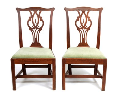 Lot 1067 - A PAIR OF 18TH CENTURY MAHOGANY COUNTRY CHIPPENDALE STYLE SIDE CHAIRS