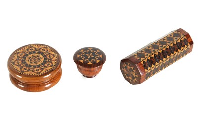 Lot 884 - A COLLECTION OF THREE LATE 19TH CENTURY TREEN TUNBRIDGE WARE BOXES