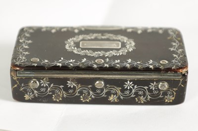 Lot 597 - AN 18TH CENTURY TORTOISESHELL AND SILVER PIQUEWORK SNUFF BOX