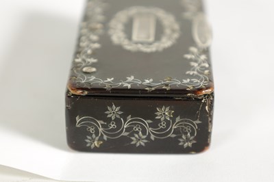 Lot 597 - AN 18TH CENTURY TORTOISESHELL AND SILVER PIQUEWORK SNUFF BOX