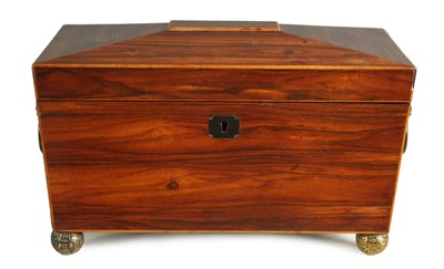 Lot 889 - A REGENCY ROSEWOOD SARCOPHAGUS TEA CADDY