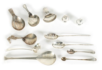 Lot 266 - TWO GEORGE III BRIGHT CUT SILVER CADDY SPOONS AND ANOTHER