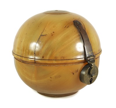 Lot 911 - AN UNUSUAL GEORGE III HORN GLOBULAR TEA CADDY