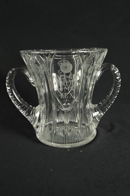 Lot 1 - GEORGE VI AND ELIZABETH 1937 TWO-HANDLED GLASS COMMEMORATIVE LOVING CUP