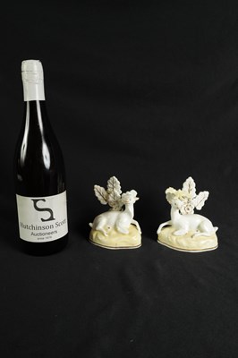 Lot 46 - A PAIR OF EARLY 19TH CENTURY PORCELANEOUS STAFFORDSHIRE ANIMAL FIGURES