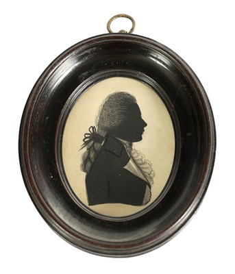 Lot 711 - ISABELLA BEETHAM - A LATE 18TH CENTURY OVAL MINIATURE SILHOUETTE ON CARD