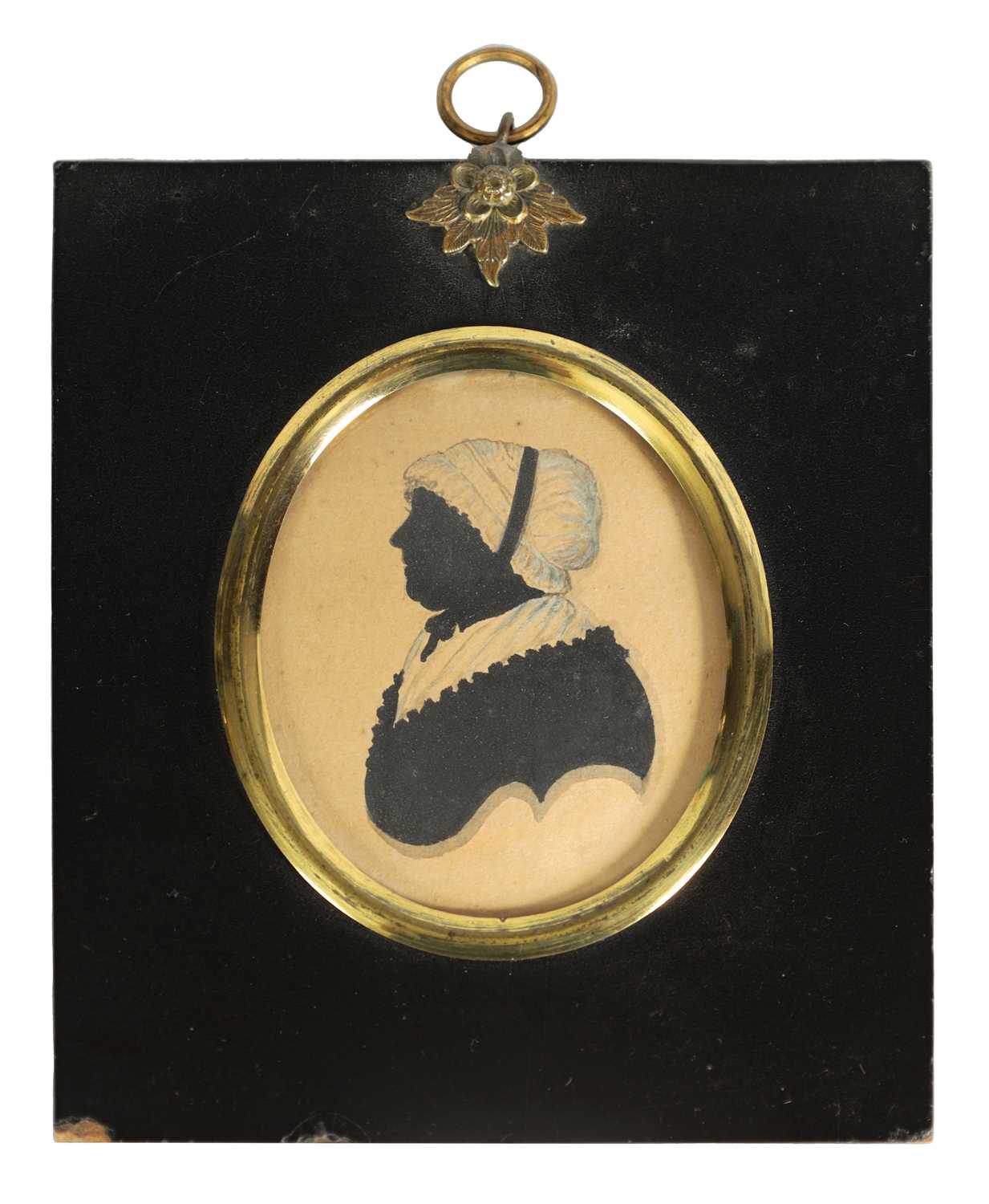 Lot 743 - AN EARLY 19TH CENTURY OVAL SILHOUETTE ON CARD