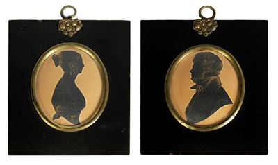 Lot 701 - A PAIR OF 19TH CENTURY OVAL SILHOUETTES ON CARD