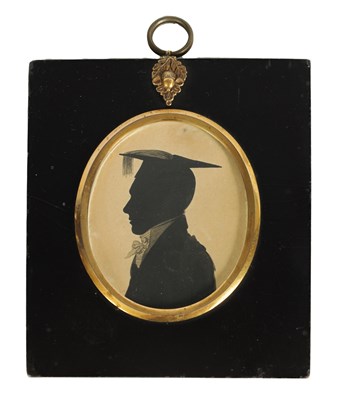 Lot 667 - A 19TH CENTURY OVAL SILHOUETTE ON CARD