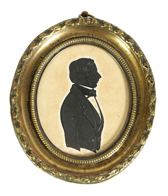 Lot 737 - AN EARLY 19TH CENTURY OVAL SILHOUETTE ON CARD