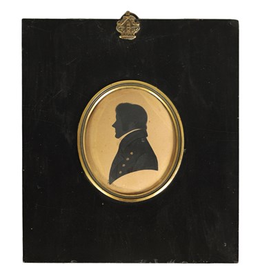 Lot 677 - EDWARD FOSTER - AN EARLY 19TH CENTURY OVAL SILHOUETTE ON CARD