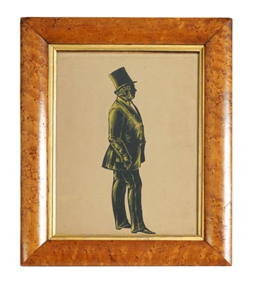 Lot 671 - AN EARLY/MID 19TH CENTURY FULL LENGTH SILHOUETTE PORTRAIT CUT OUT ON CARD