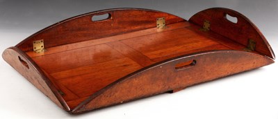 Lot 654 - A George III Mahogany BUTLERS TRAY with curved...