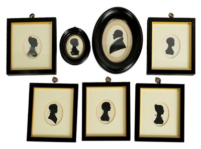 Lot 726 - GEOGRE ATKINSON OF BRIGHTON-A FAMILY GROUP OF SEVEN EARLY TO MID 19TH CENTURY BUST SILHOUETTE PORTRAITS