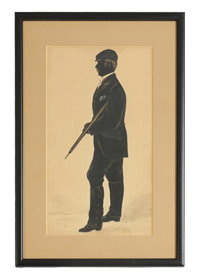 Lot 697 - A MID/LATE 19TH CENTURY FULL LENGTH SILHOUETTE PORTRAIT OF A COUNTRY GENTLEMAN