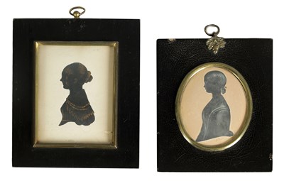 Lot 662 - TWO EARLY/MID 19TH CENTURY SILHOUETTE BUST PORTRAITS ON CARD OF YOUNG LADIES