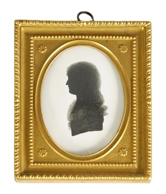 Lot 657 - A LATE 18TH/EARLY 19TH CENTURY SILHOUETTE BUST PORTRAIT ON PLASTER