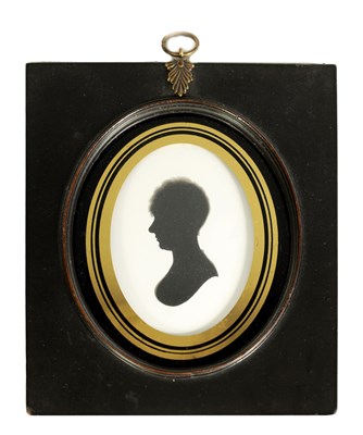 Lot 698 - JOHN MIERS AN EARLY 19TH CENTURY OVAL SILHOUETTE BUST PORTRAIT ON PLASTER OF A YOUNG LADY