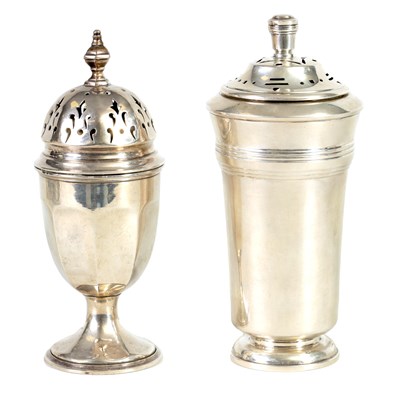 Lot 331 - A GEORGE VI SILVER SUGAR CASTER OF ART DECO DESIGN