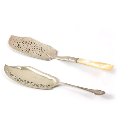 Lot 349 - A DUTCH SILVER FISH SLICE AND ANOTHER