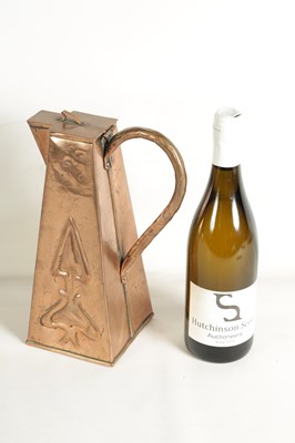 Lot 570 - AN ARTS AND CRAFTS COPPER JUG ATT. TO J & F POOL OF HAYLE