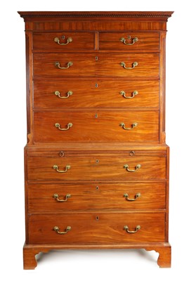 Lot 1012 - A GEORGE III MAHOGANY CHEST ON CHEST