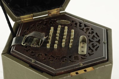 Lot 640 - A LATE 19TH CENTURY NICKEL BUTTONED CONCERTINA PROBABLY BY WHEATSTONE, No. 236