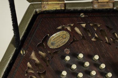 Lot 640 - A LATE 19TH CENTURY NICKEL BUTTONED CONCERTINA PROBABLY BY WHEATSTONE, No. 236