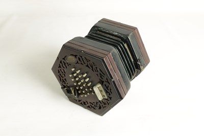 Lot 640 - A LATE 19TH CENTURY NICKEL BUTTONED CONCERTINA PROBABLY BY WHEATSTONE, No. 236