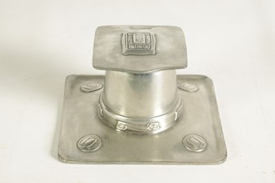 Lot 568 - AN ARTS AND CRAFTS TUDRIC PEWTER INKWELL DESIGNED BY ARCHIBALD KNOX