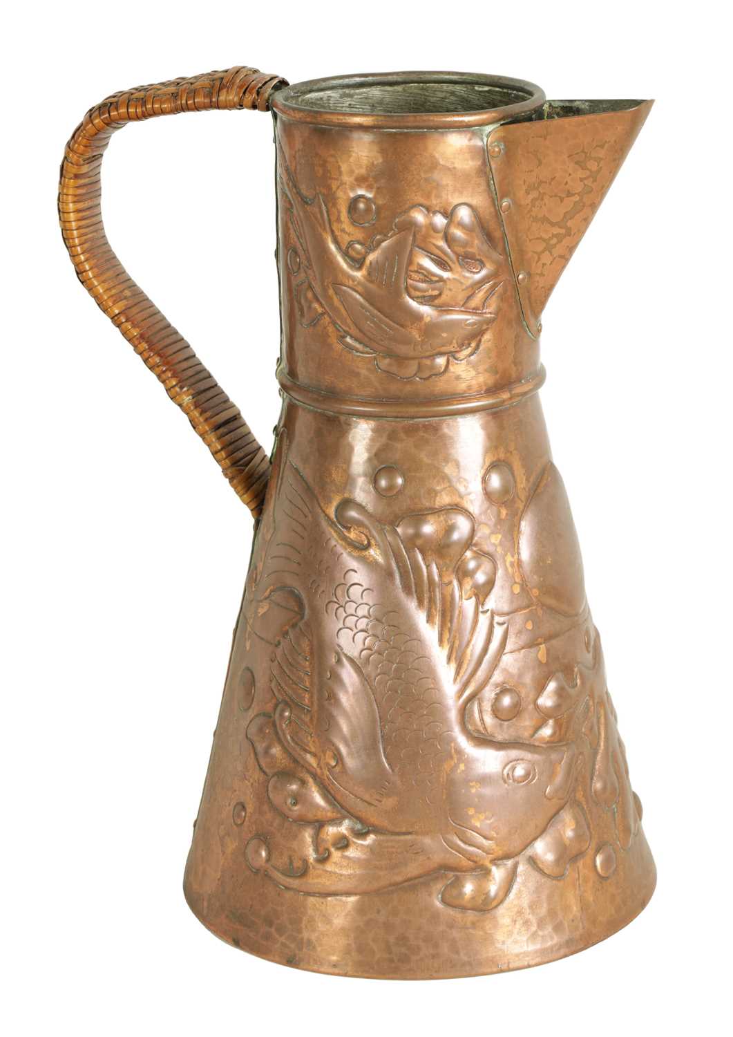 Lot 567 - AN ARTS AND CRAFTS NEWLYN SCHOOL COPPER JUG