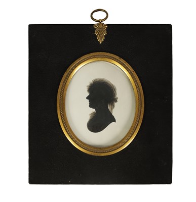 Lot 734 - AN EARLY 19TH-CENTURY OVAL SILHOUETTE BUST PORTRAIT ON PLASTER