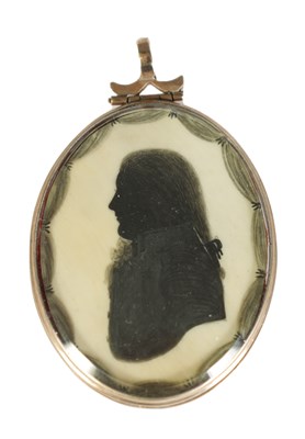Lot 735 - J. THOMASON OF DUBLIN-A MINIATURE OVAL SILHOUETTE BUST PORTRAIT ON IVORY OF AN OFFICER
