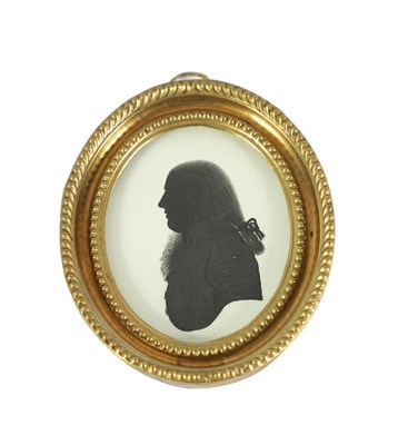 Lot 672 - HOUGHTON AND BRUCE-AN EARLY 19TH CENTURY OVAL SILHOUETTE BUST PORTRAIT ON PLASTER