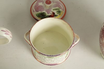 Lot 58 - AN EARLY 19TH-CENTURY DIXON & Co SUNDERLAND POTTERY LARGE TWO-HANDLED BUTTER TUB AND COVER