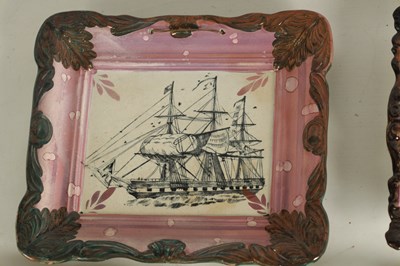 Lot 85 - A COLLECTION OF 5 19TH-CENTURY SUNDERLAND LUSTRE PLAQUES together with A PAIR OF MOORE & Co LUSTER WEAR PLATES