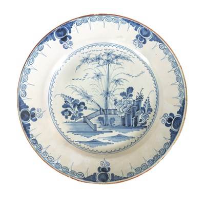 Lot 69 - AN 18TH-CENTURY DELFT BLUE AND WHITE PLATE