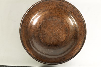 Lot 580 - A STYLISH ARTS AND CRAFTS HAMMERED PEWTER LARGE HANGING DISH