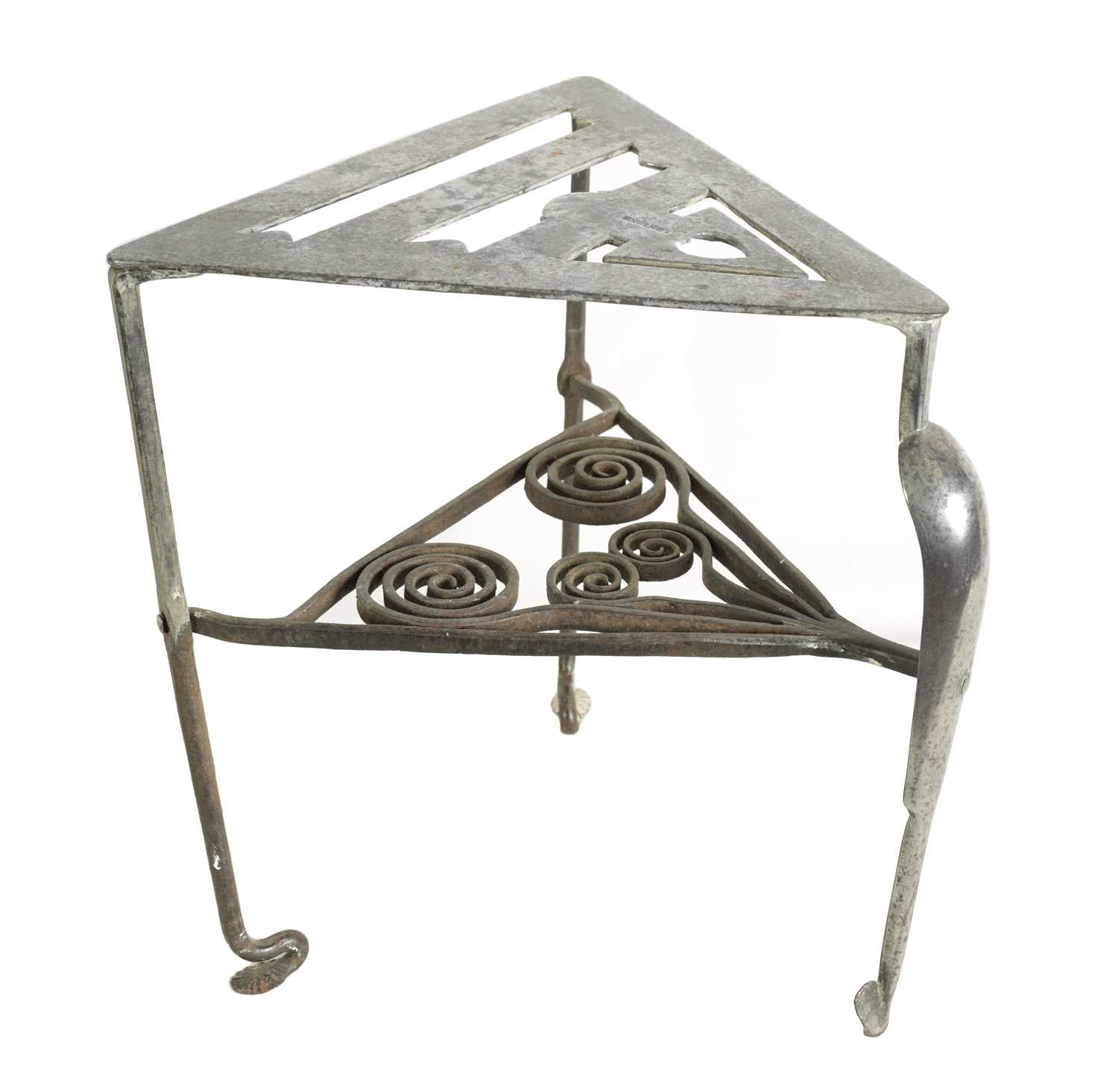 Lot 543 - AN 18TH/19TH-CENTURY IRONWORK TRIANGULAR FOOTMAN