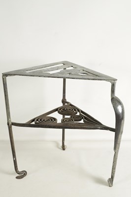 Lot 543 - AN 18TH/19TH-CENTURY IRONWORK TRIANGULAR FOOTMAN