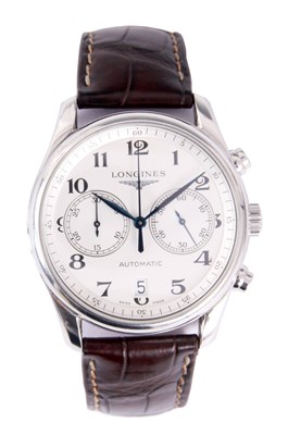 Lot 305 - A GENTLEMANS STEEL MASTER COLLECTION LONGINES...