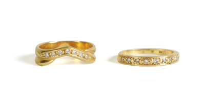Lot 189 - TWO 18 CT YELLOW GOLD AND DIAMOND SET ETERNITY RINGS