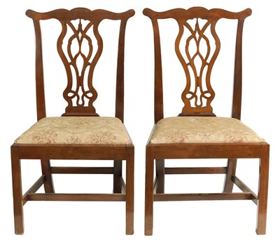 Lot 931 - A PAIR OF 19TH CENTURY MAHOGANY CHIPPENDALE STYLE SIDE CHAIRS