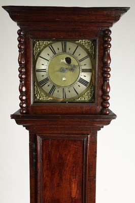 Lot 823 - JOHN OGDEN, DARLINGTON. A RARE LATE 17TH CENTURY OAK “COFFIN" CASE 30-HOUR PENNY MOON LONGCASE CLOCK